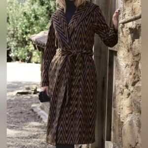 SOFT SURROUNDINGS Chamonix Black/Brown Chevron Fleece Coat—Size 1X (18/20)—NWT